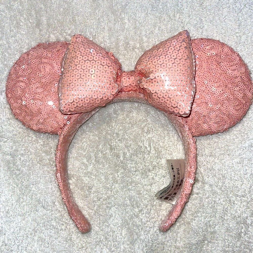 Beautiful Sequin Millennial Pink Minnie Ears - Headband